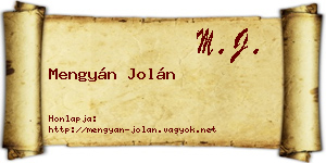 Mengyán Jolán névjegykártya